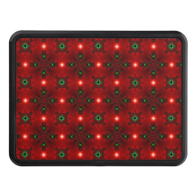 Flower Power, Christmas Magic in Red and Green Hitch Cover (Front)