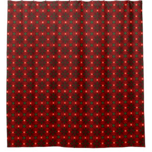 Flower Power, Christmas Magic in Red and Green Shower Curtain