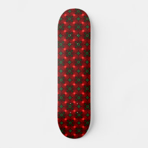 Flower Power, Christmas Magic in Red and Green Skateboard Deck