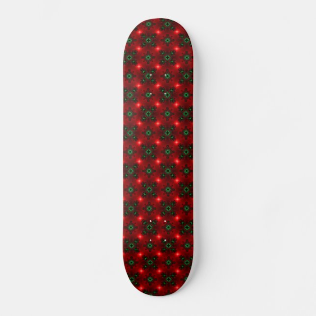 Flower Power, Christmas Magic in Red and Green Skateboard Deck (Front)