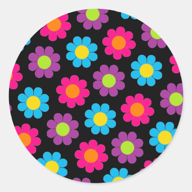 Flower Power Classic Round Sticker (Front)