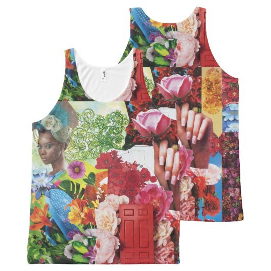 Flower Power Collage All-Over-Print Tank Top (Front and Back)