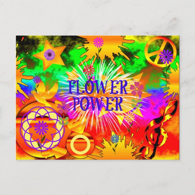 Flower Power - Colorful 1960s Motif Postcard (Front)