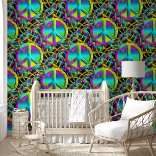 Flower Power - Colorfully Peace Sign Pattern 1 Wallpaper
