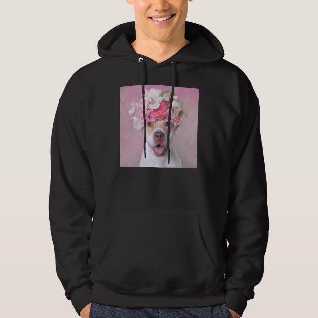 Flower Power Cute Pitbull Hoodie (Front)