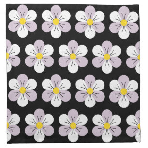 Flower Power Daisy Black Lilac White Dark Floral K Cloth Napkin