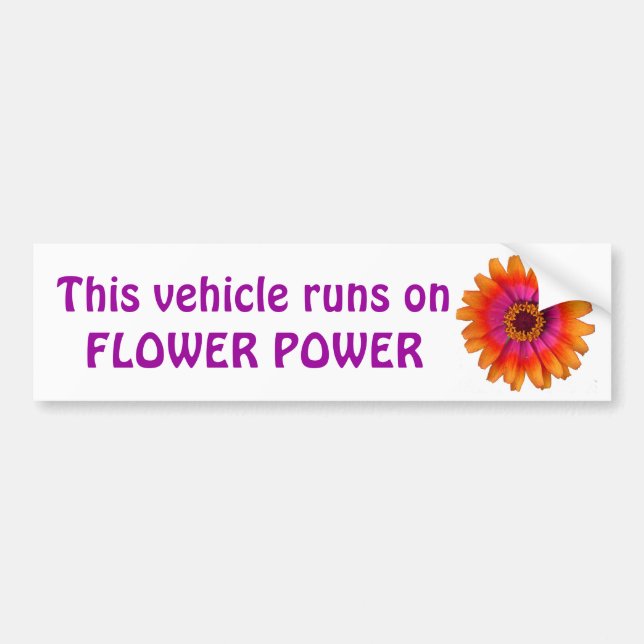 flower power daisy orange, This vehicle runs on... Bumper Sticker (Front)