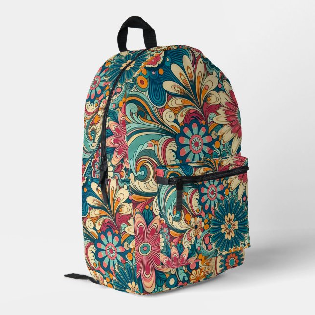 Flower Power Design Backpack (Back Corner Left)