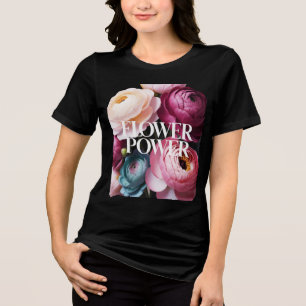 Flower Power Elegant Vibrant Floral Digital Art Tri-Blend Shirt