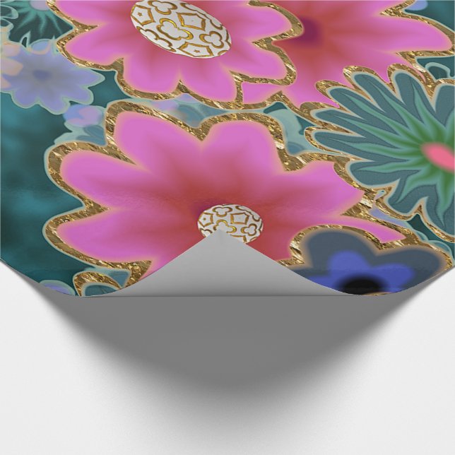 Flower Power Explosion Fun Unique Wrapping Paper (Corner)