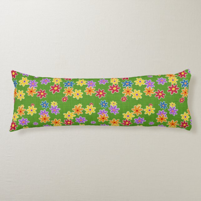 Flower Power Fabric Pattern + your ideas Body Pillow (Front)