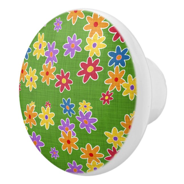Flower Power Fabric Pattern + your ideas Ceramic Knob (Right)