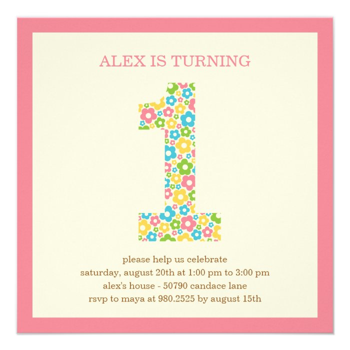 Flower Power First Birthday Invitation   Pink Invites