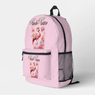 Flower Power Flamingo Pink & Floral Design Printed Backpack
