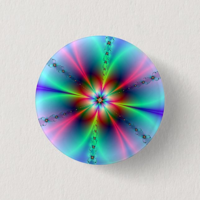 Flower Power Fractal Button (Front)