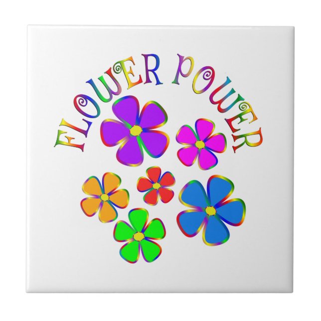 Flower Power Fun Flowers Ceramic Tile (Front)
