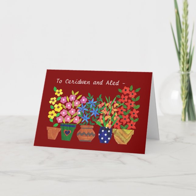 Flower Power Greeting Card to Personalize: Welsh (Front)
