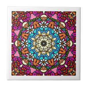 Flower Power Groovy Garden Ceramic Tile