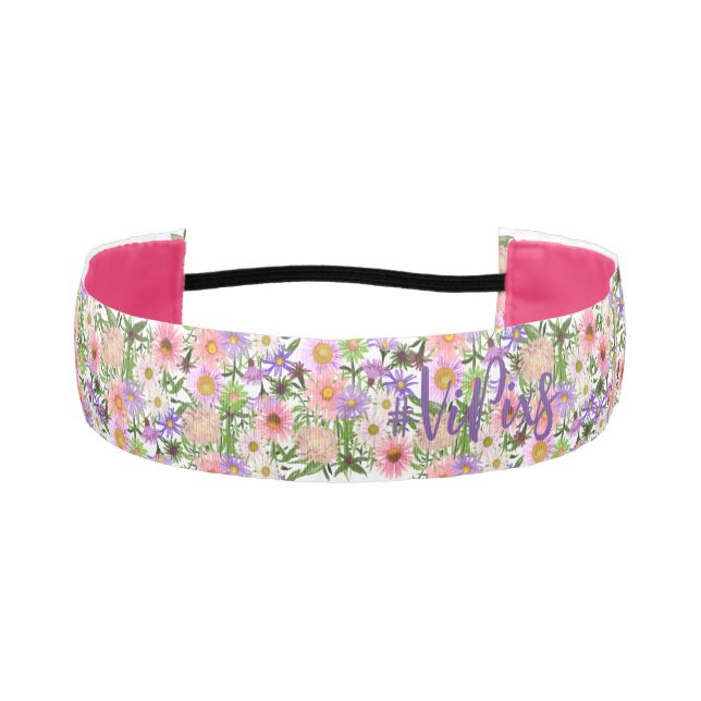 Flower power headband with your name/promo pink (Front)