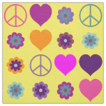 Flower Power Heart Peace Pattern + your backgr. Fabric
