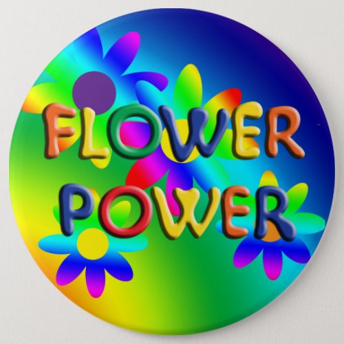 Flower Power Hippie 6 Button