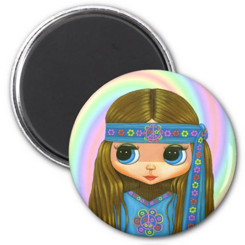 Flower Power Hippie Doll Magnet