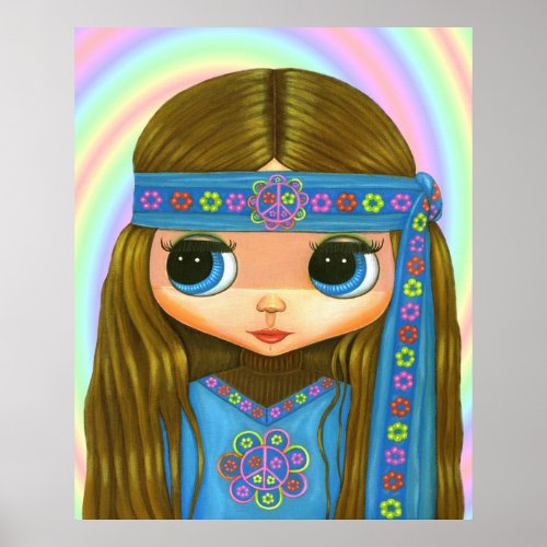 Flower Power Hippie Doll Poster