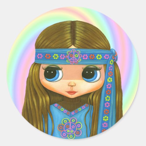 Flower Power Hippie Doll Sticker