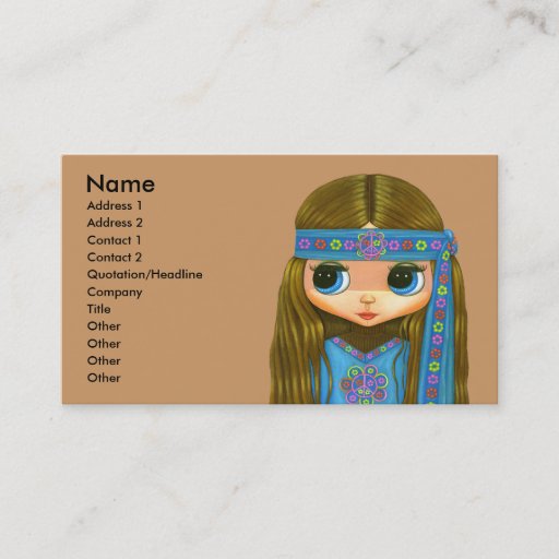 Customizable Flower Power Hippie Girl Business Card