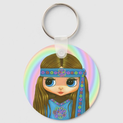 Flower Power Hippie Keychain