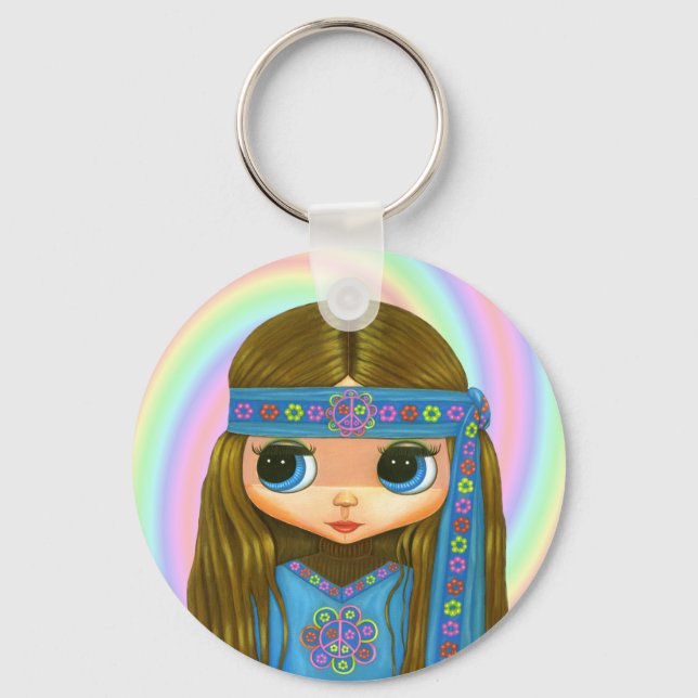 Flower Power Hippie Keychain (Front)