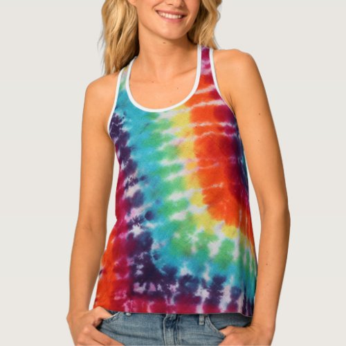 Flower Power Hippie Tie Dye Rainbow     Tank Top