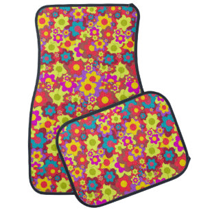 Flower Power hippy colorful sixties style daisies Car Floor Mat