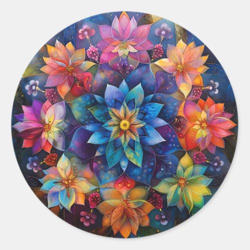 Flower Power I Mandala Classic Round Sticker