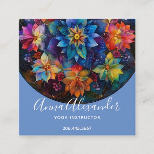 Flower Power I Mandala Square Business Card