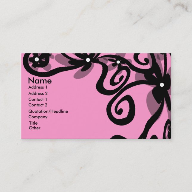 Flower Power In Black Business Card (Front)