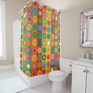 Flower Power in Rows Shower Curtain