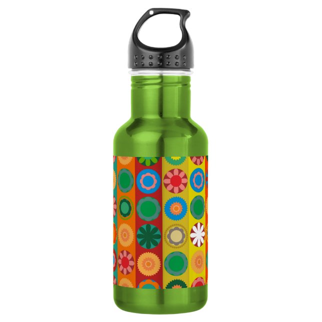 Flower Power in Rows Stainless Steel Water Bottle (Front)