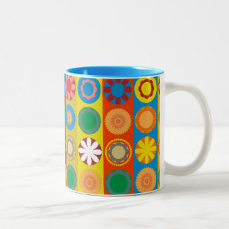 Flower Power in Rows Two-Tone Coffee Mug
