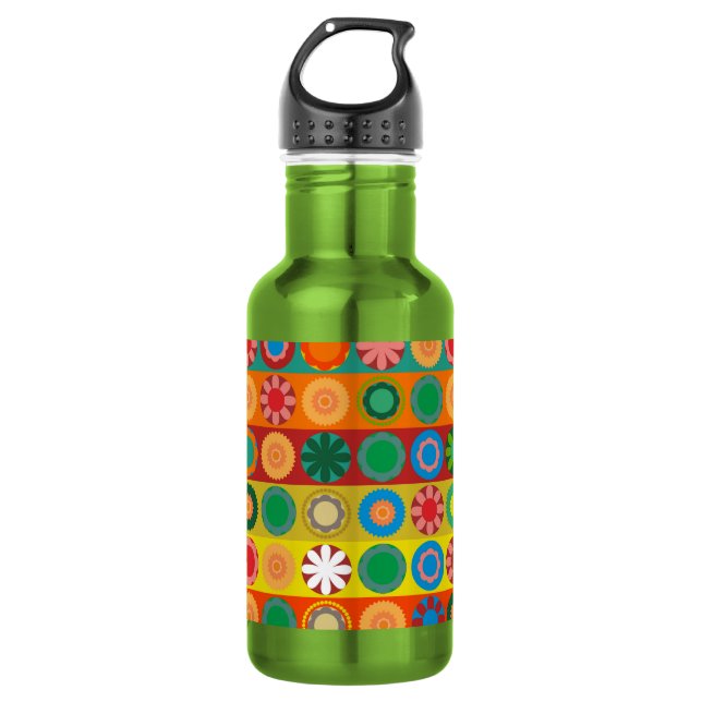 Flower Power in Rows Water Bottle (Front)
