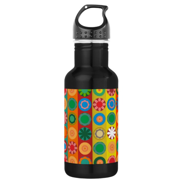 Flower Power in Rows Water Bottle (Front)