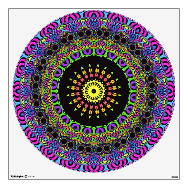 flower power kaleidoscope fractal ART I Wall Decal (Front)