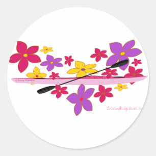 Flower Power Kayak Classic Round Sticker