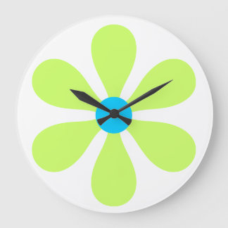 Flower Power - lime Large Clock