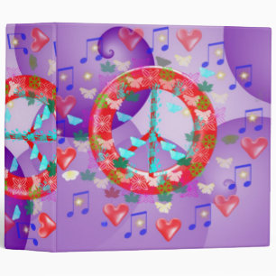 FLOWER POWER LOVE PEACE AVERY SCHOOL BINDER - ART
