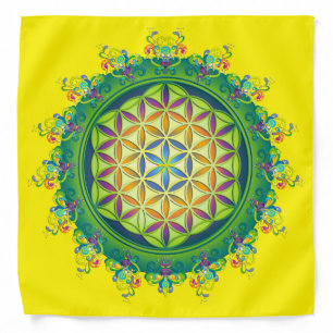 Flower Power of Life / Blume des Lebens - green Bandana