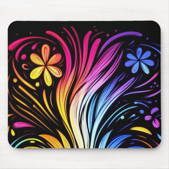 Flower Power on a 1970s Style Desktop Computer Mouse Pad (Front)