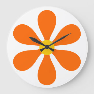 Flower Power - orange Large Clock