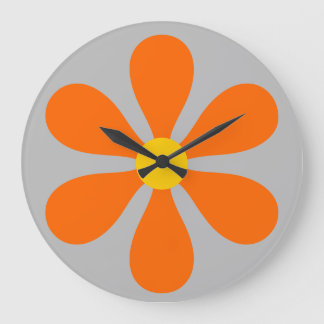 Flower Power - orange Large Clock
