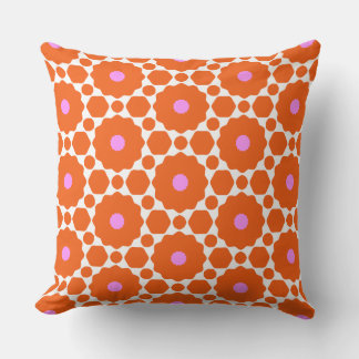 Flower Power Orange, Pink, & White Throw Pillow